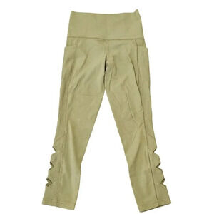 Athleta Salutation‎ Stash Pocket II Cutout 7/8 Capri Green Workout Size XXSP
